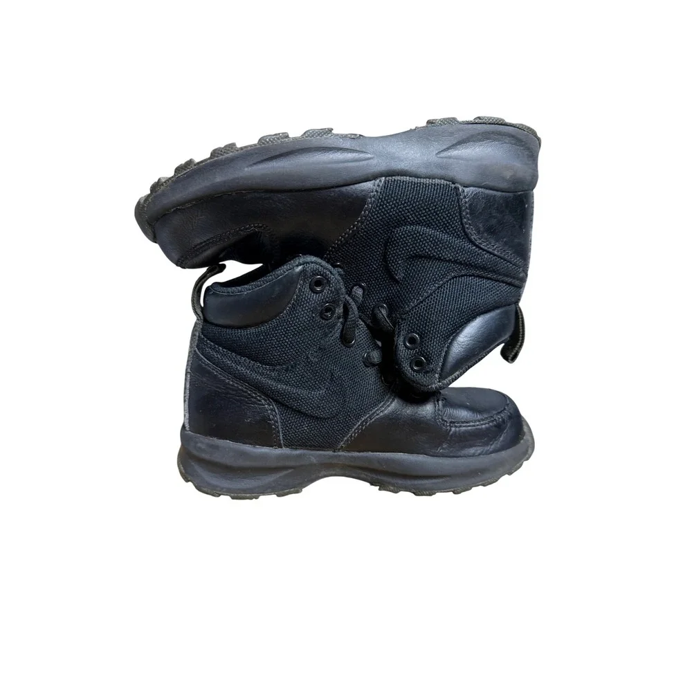 Nike‎ Manoa LTR Kids Boots Triple Black Leather High Top AJ1281-002 Size 11C